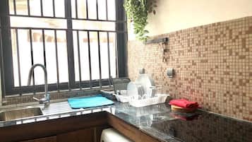 Fridge, oven, stovetop, electric kettle