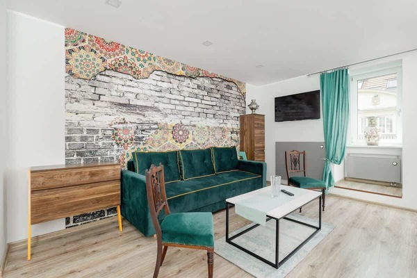 Bedroom with television.