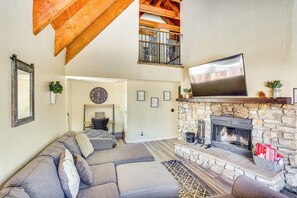 Front of property - 7 Mi to Big Bear Lake: A-frame Home w/ Deck! (Sugarloaf)