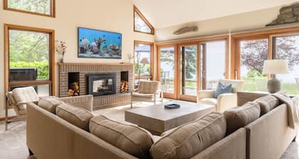 Beachfront Cottage w/ Hot Tub, Private Beach & Lake Views