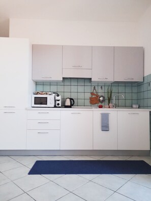 Kühlschrank, Mikrowelle, Herdplatte, Geschirrspüler