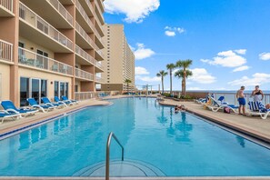 A heated pool - NEW Sunrise Beach Condo! 3/3 Updated Corner Unit 7th Floor w/FREE Golf & Tix! (Panama City Beach)