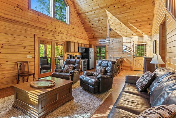 Cabin, Multiple Beds, Hot Tub, Mountain View (Can’t Lake to Get There) | Living area - Rustic 3br Cabin Near Lake w/ Hot Tub! (Sevierville)