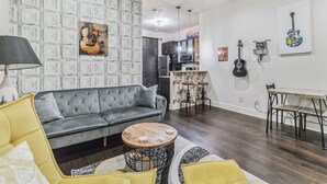 Condo, Multiple Beds, Kitchen, City View (Cash’s Corner) | Living area - Dream Condo in Desirable West End! (Nashville)