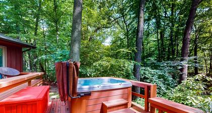 Serene Wooded Home w/ Private Hot Tub, Firepit & Porch, Dog-Friendly
