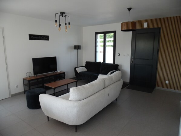 TV, foosball, table tennis, books