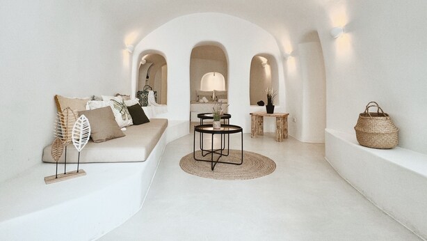 Comfort Apartment | Living area - As Holiday caves (Santorini)