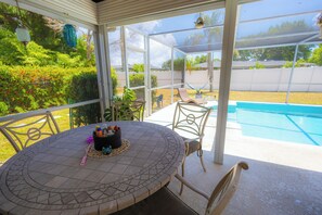 Pool - Roze Family Villa- heated pool home near river district & waterfront dining! (North Fort Myers)