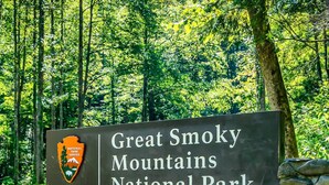 A sign for Great Smoky Mountains National Park.