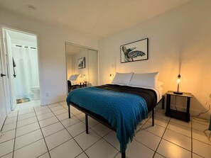 1 bedroom, desk, iron/ironing board, travel cot