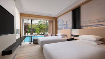 Deluxe Single Room, 2 Queen Beds, Pool View | Premium bedding, memory foam beds, in-room safe, desk