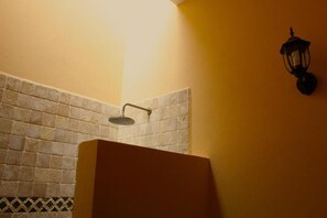 Habitación doble | Baño | Regadera, toallas, jabón, shampoo 