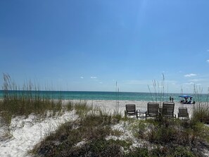 On the beach, sun loungers, beach towels - Beachfront..Island Beach Club - Gorgeous First Floor 2 Bed, 2 bath with Pool (Holmes Beach)