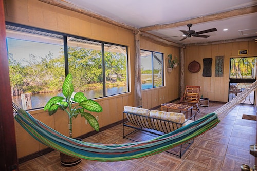 Lagoonfront 1BR Oasis Unit A – Gated, Private, 10 Min from Belize Airport & City