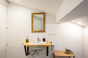 Shower, hair dryer, towels - Country House 'La Carbonera 1' with Private Terrace, Wi-Fi and Air Conditioning (Alaejos)