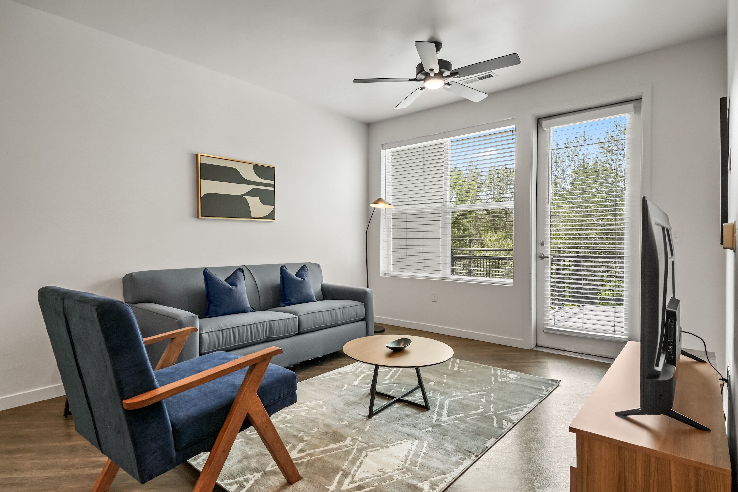 Classic Apartment (Self Check-in with Virtual Front Desk) | Living area | 43-inch flat-screen TV with digital channels