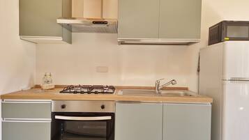 Frigorifero, microonde, piano cottura, pentole/stoviglie/utensili