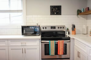 Coffee/tea maker, fridge, microwave, electric kettle