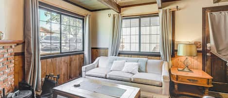 TV, fireplace, DVD player, video library
