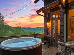 Outdoor spa tub - 2 Cabins & Views for Miles~ Hot Tubs~ Pool Table (Mars Hill)