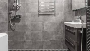 Ducha, secador de pelo, bidet, toallas