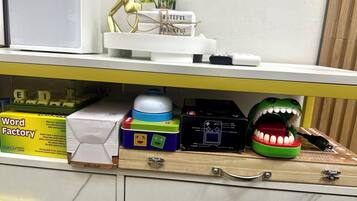 Fridge, microwave, stovetop, electric kettle