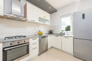 Fridge, oven, stovetop, dishwasher