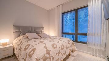 2 bedrooms, iron/ironing board, internet