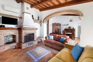 TV, fireplace
