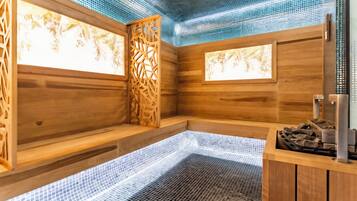 Sauna, steam room, aromatherapy, hot stone massages