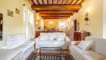 TV, fireplace, foosball