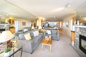 TV, fireplace, offices