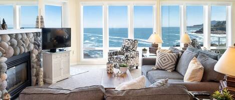 Télévision, cheminée, espaces bureaux