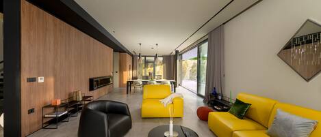 TV, fireplace