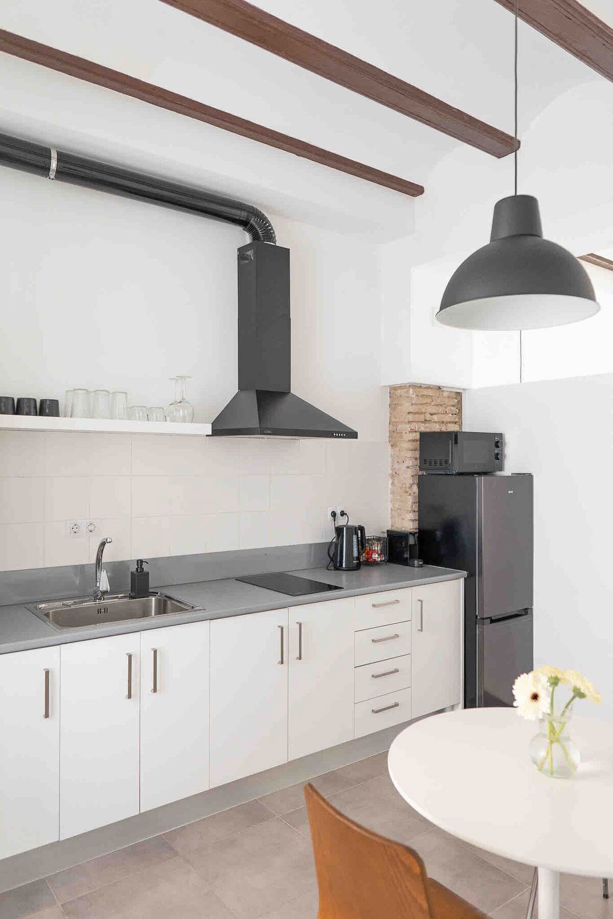 Fridge, microwave, toaster