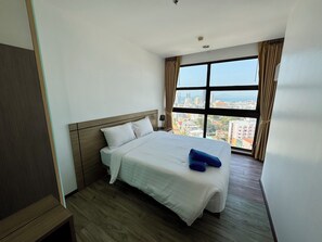 Huoneisto, 1 makuuhuone, parveke, merinäköala | Ilmainen Wi-Fi, vuodevaatteet