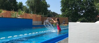 House with a private swimming pool and sauna