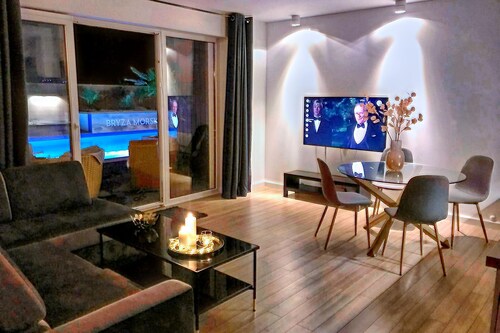 House with a private swimming pool and sauna