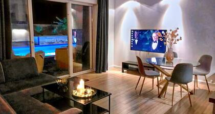 House with a private swimming pool and sauna