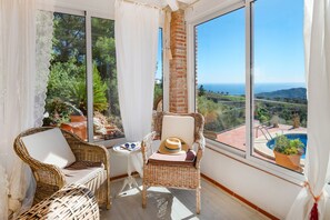 TV, fireplace, books - Cortijo Dos Pinos in Frigiliana (Frigiliana)