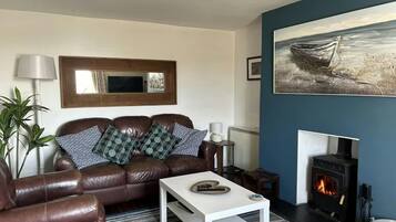 Smart TV, fireplace, DVD player