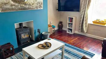 Smart TV, fireplace, DVD player