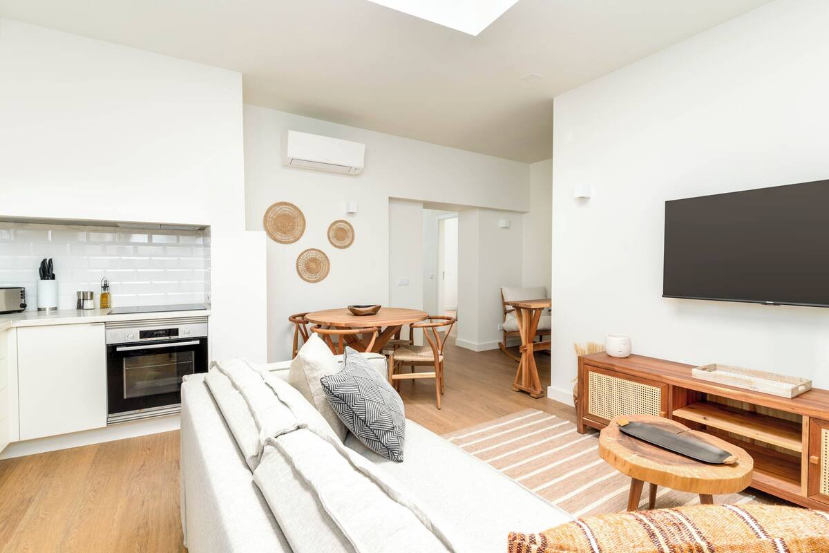 Apartment, 2 Bedrooms, Terrace | Living area | 59-inch TV with satellite channels