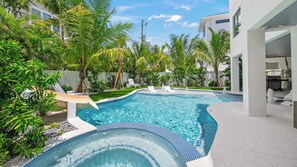 Utendørsbasseng og et oppvarmet basseng