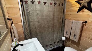 Hair dryer, towels, toilet paper