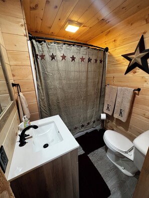 Hair dryer, towels, toilet paper