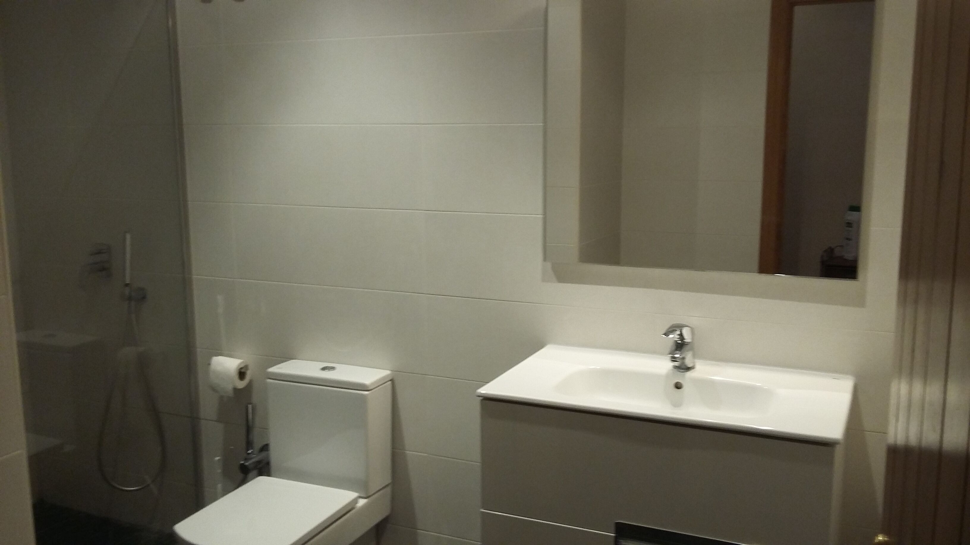Hair dryer, towels, toilet paper