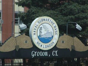 A sign for the Naval Submarine Base in Groton, CT. - The Cottage Inn At Amos Lake (Preston)
