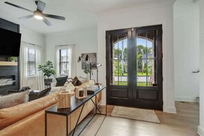 TV, fireplace, video games, offices