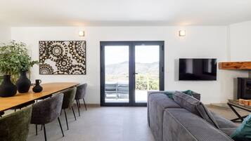 TV, fireplace